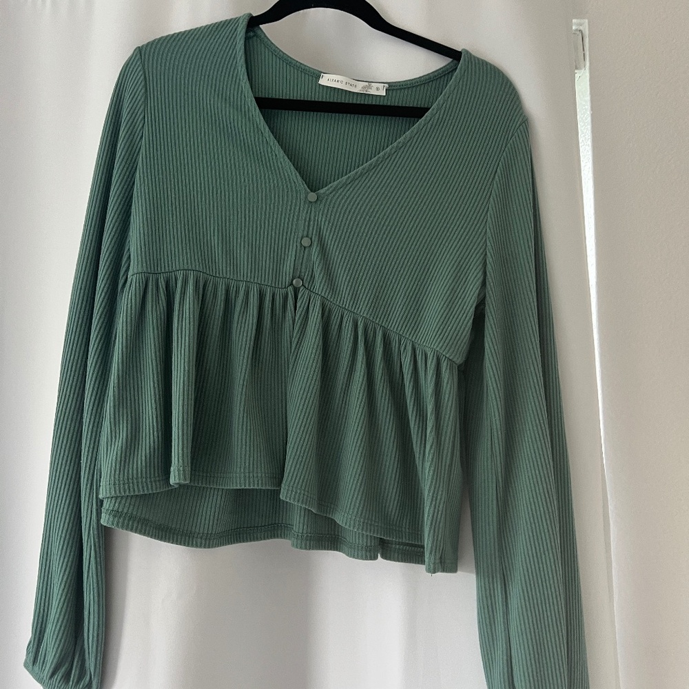 V neck button up sweater